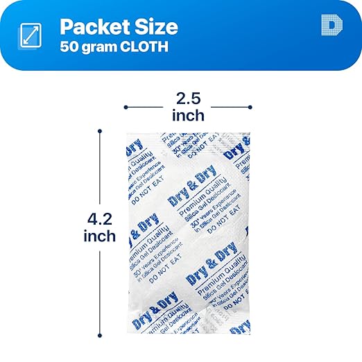 Dry & Dry 30 Gram [100 Packets] Silica Gel Packets Desiccants, Silica Packets - Rechargeable Silica Gel Packs, Moisture Absorbers, Desiccants Packets, Silica Gel