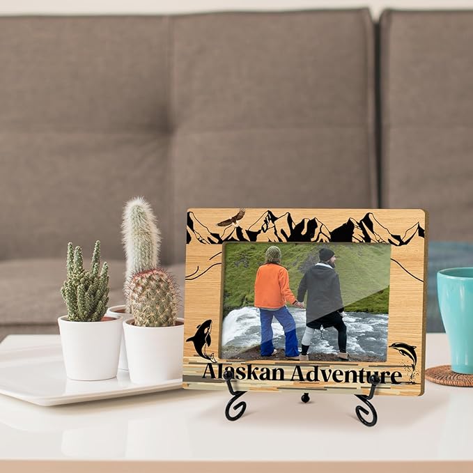 WwongxianB Alaska Souvenirs Wood Photo Frame Wedding Honeymoon Vacation Gifts for Couple Alaska Tabletop Display 4 x 6 Picture Frame Gifts for Friends BFF, Home Office Desk Holiday Decorations -21