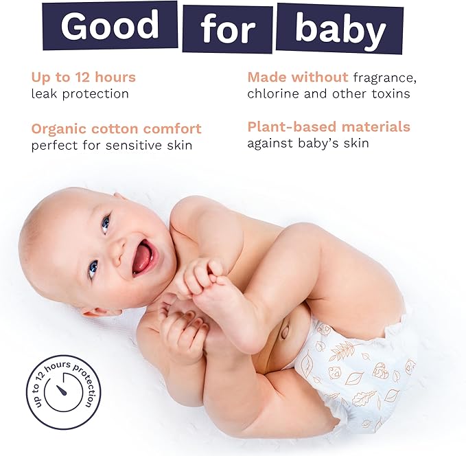 Pura Size 5 Eco-Friendly Diapers (24-35 lbs) Totally Chlorine Free (TCF) Hypoallergenic, Soft Organic Cotton, up to 12 Hours Leak Protection, Allergy UK, 3 Packs of 20 (60 Diapers)
