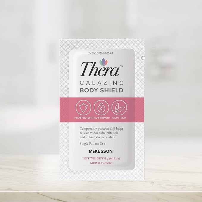 Thera Calazinc Body Shield, Calamine with Zinc Cream [864 Packets Total] -Skin Barrier Ointment for Eczema, Psoriasis, Diaper Rash - Individual Packets, 4 g Packet