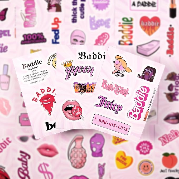 BulbaCraft Baddie Stickers and Laptop Decals — Baddie Party Decorations, Aesthetic Slay Stickers for Water Bottles, Gifts for Women & Men