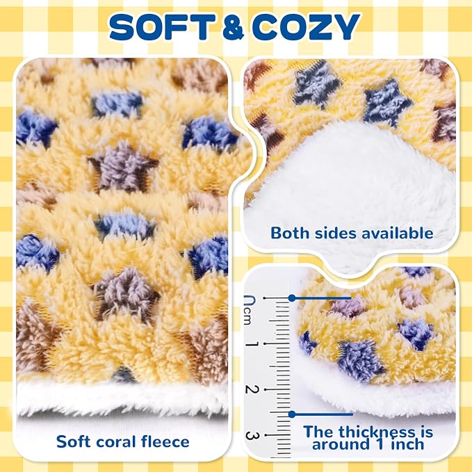 Eilyliafe 4 Pack Rabbit Bunny Bed Soft Guinea Pig Bed Mat Washable Guinea Pig Bunny Pad Reversible Small Animal Bed Cage Liner for Hamster Rat Hedgehog Chinchilla Ferret (13×10 Inch)