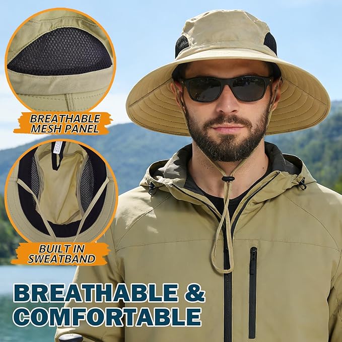 EINSKEY Wide Brim Sun Hat, UPF 50+ UV Protection Waterproof Packable Bucket Hat for Men & Women, Fishing Hiking Beach Garden