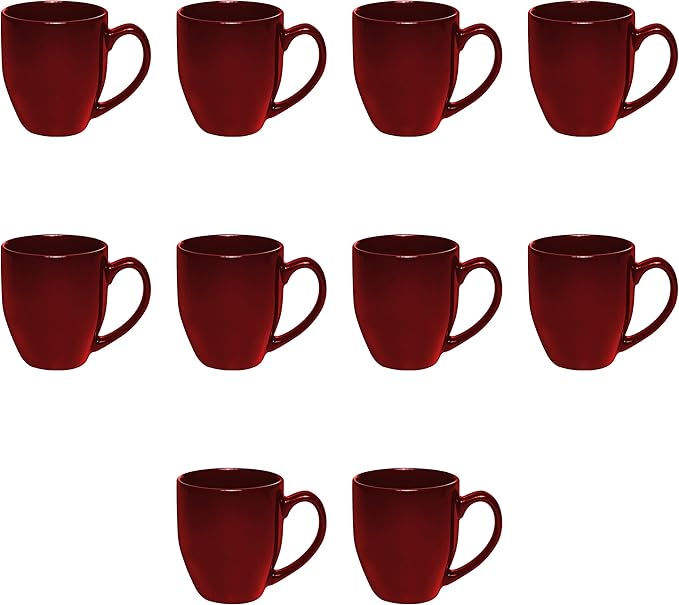 DISCOUNT PROMOS Large Coffee Cups 16 oz. Set of 10, Bulk Pack - Perfect for Tea, Espresso, Cappuccino, Hot Cocoa - Maroon