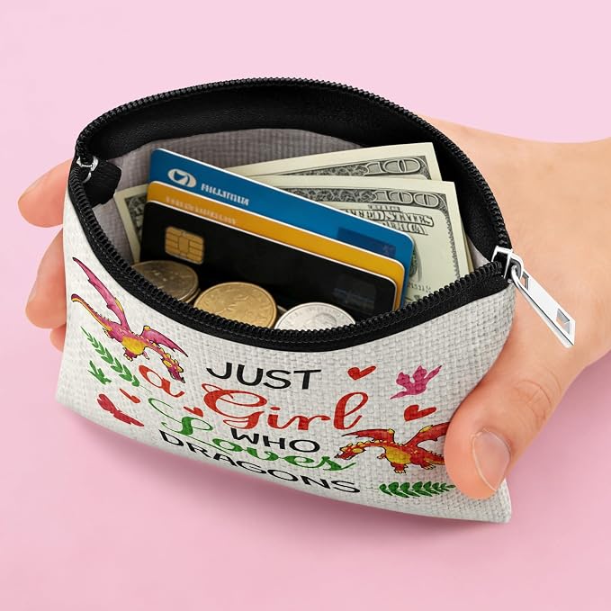 Dragon Gifts Coin Purse for Dragons Lovers Daughter Teen Friend Animal Lovers Gift Sister Niece Women Christmas Birthday Gifts Coin Pouch Students Graduation Zipper Change Pouch