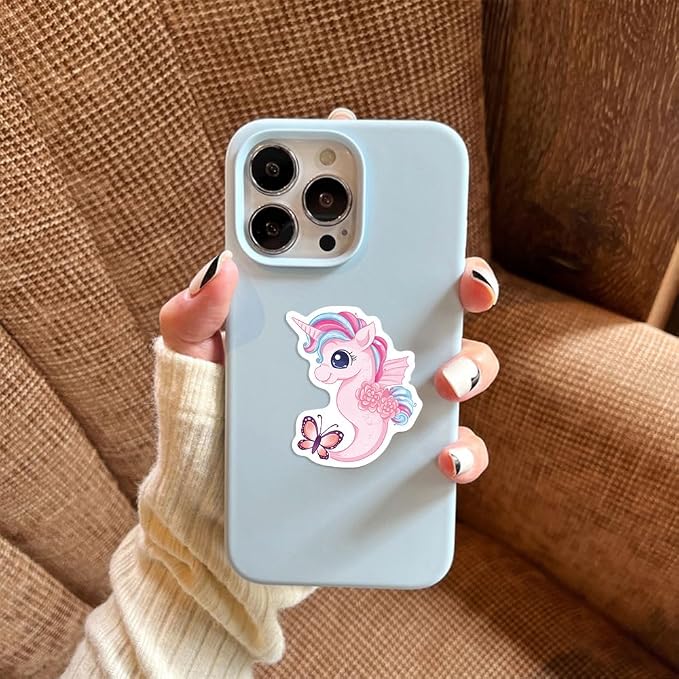 50Pcs Mermaid Sticker, Cute Marine Organism Stickers for Kids Teens Adults, Vinyl Cartoon Pink Animals Decals Kawaii Sticker for Decor Water Bottles Laptops Guitar Scrapbook (Mermaid)