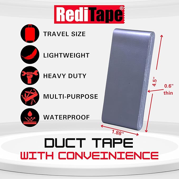 Travel Size Duct Tape Colors 2-Pack (Black & Fluorescent Orange) - Pocket Size Flat Mini Roll - for Repairs Outdoors Emergency Crafts - 1.88 inch x 5 Yards per Pack