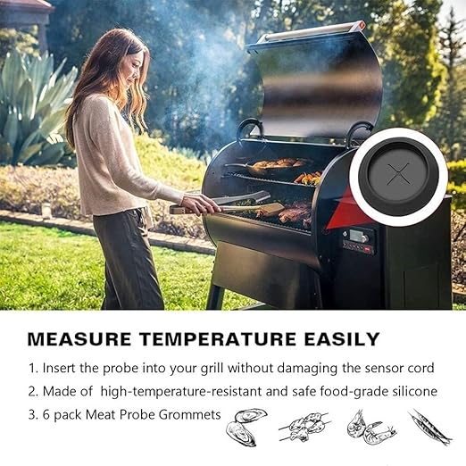 6 Pcs Black Rubber Meat Probe Grommet Replacment Parts for Traeger Wood Pellet Grills,Grills and Outdoor Cooking,Outdoor Cooking Tools and Accessories,Cleaning and Maintenance Tools