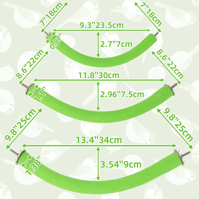 Rypet 90-Degree Parrot Perch for Cage Corner, Quartz Bird Perch (Green L) | For Paw Grinding Clean Stick Exercise, Rough Quartz Surface, Small Parakeets Cockatiel Conures