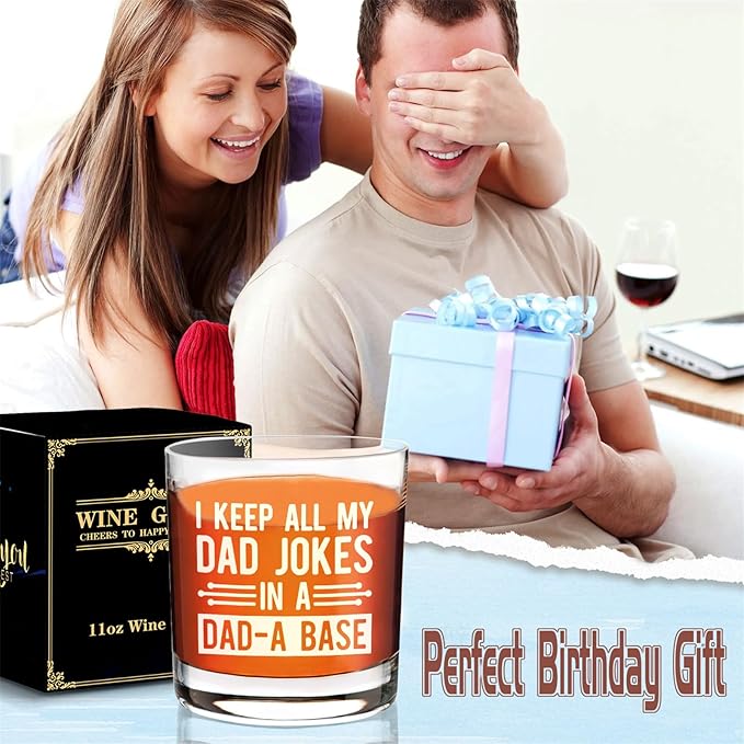 Funny Dad Whisky Glass Birthday Gifts for Dads from Daughters Dad Jokes 11Oz Whisky Glass Christmas Fathers Day Presentsfor Dads Who Wants Nothing