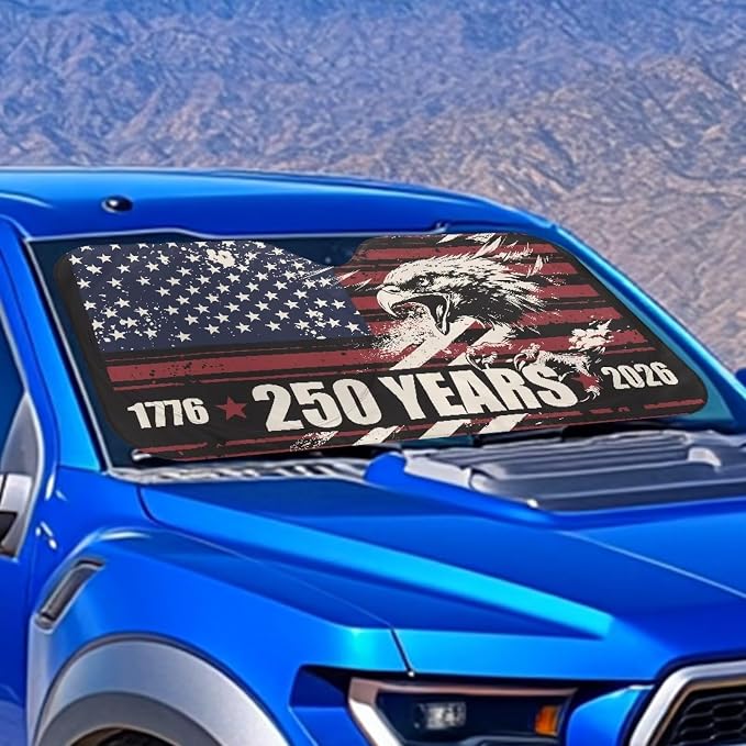 America 250th Anniversary Eagle Windshield Sun Shade Foldable Universal Car Front Window Sunshade Heat Reflector UV Ray Sun Visor Sunshades Auto Outdoor Protective Accessories
