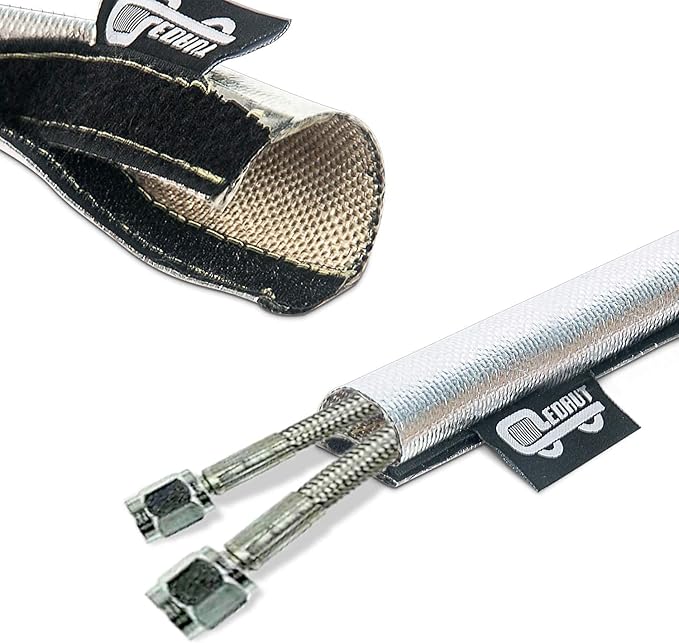 2 Pcs Heat Shroud Sleeve Aluminized Sleeving with Hook&Loop Closure 3/4" I.D.x 10FT with 20PCS Stainless Steel Cable Metal Ties and 1Pair of Operating Gloves