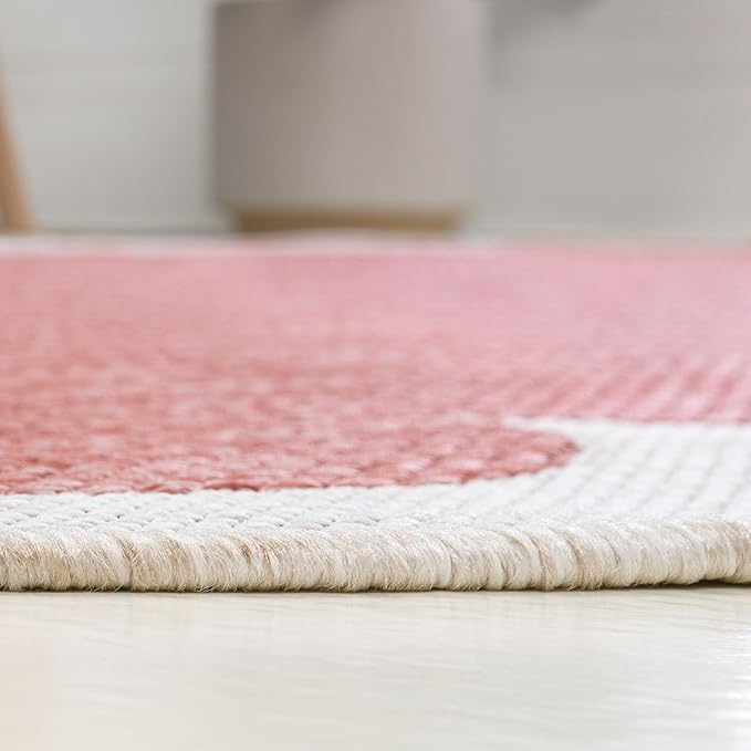JONATHAN Y Cottage Two-Tone Scalloped Indoor Outdoor Area Rug 9X12 Light Rose/Cream, Alice Classic for Backyard, Patio, Porch, Easy-Cleaning, High Traffic, Pet-Friendly, Non-Shedding (SHP103B-9)