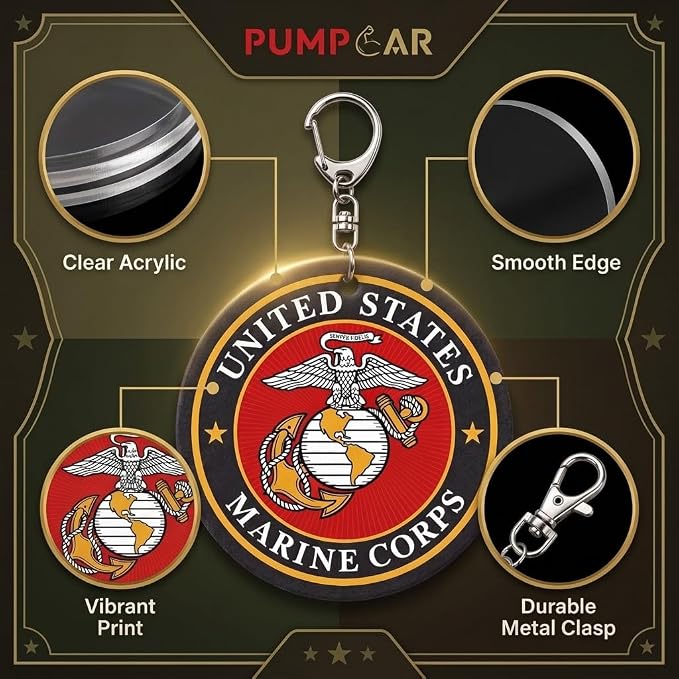 PumpCar Acrylic Keychain Double-Sided Charm Key Ring with Metal Clip Backpack Charm Bag and Car Key Accessory Collectible