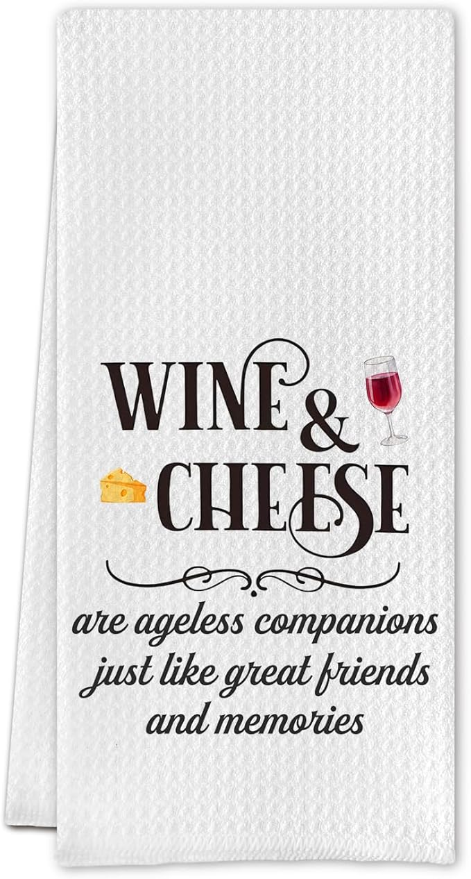 Kitchen Towels - Waffle Decorative Bathroom & Kitchen Towels, Wine Lovers Gifts, 16 x 24 Inches