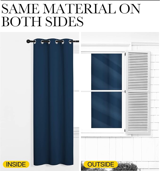 NICETOWN Patio Blackout Curtains - Glass Door Drapes, Privacy Panel for Bedroom, Living & Dining Room (Moroccan Blue, 42 x 95 Inches, 1 Pair)