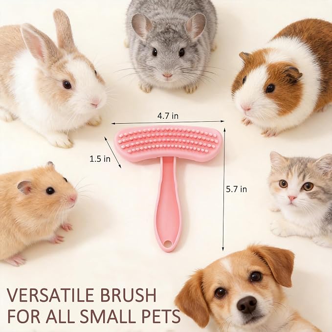 MCTOURY Rabbit Brush for Shedding Grooming: Effective at Removing 99% Loose Hair - Gentle Massage Appears Relaxed Comfortable & Soft Bristles - Safe for Sensitive Bunnies Cats Small Pets