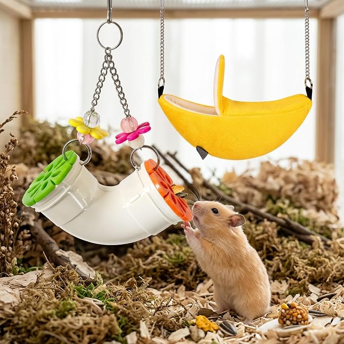 2PCS Rat Toys and Rat Cage Accessories, Rat Enrichment Toys for Mental Stimulation and Foraging Activities, Interactive Puzzle Toys for Rats, Mice and Parakeets