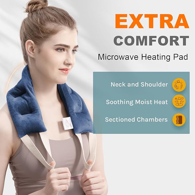 uncn Heating Pad for Neck Shoulders and Back Microwavable Wrap Weighted Neck Warmer 32x5in Microwave Heat Wrap Rice Beanbag Lavender Scented 1.5Pounds