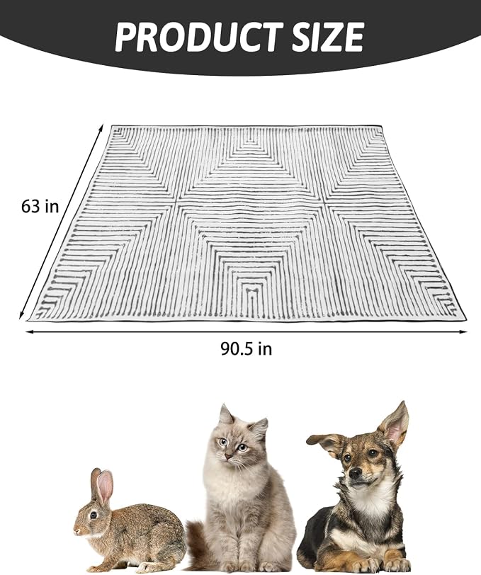 BNOSDM 91" X 63" Washable Bunny Cage Liners Large Rug for Rabbits Large Non Slip Pad for Bunnies Resuable Rabbit Liner for Chinchillas Cats Guinea Pigs Ferrets Dogs
