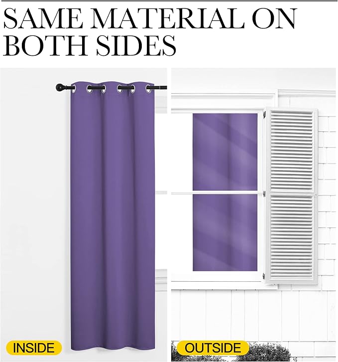 NICETOWN Patio Glass Door Blackout Curtains - Privacy Panel Drapes for Dining Room, Guest Room & Bedroom (Lilac Purple, 42" Wide x 95" Long, 1 Pair)