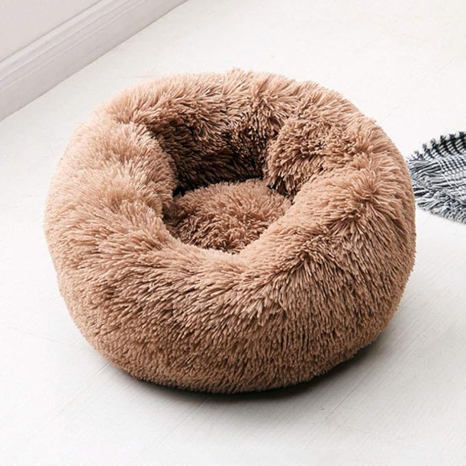Dog Bed for Small Dogs & Cats, 24 Inch Medium Fluffy Washable Donut Bed | Plush Puppy Bed and Cat Bed for Pets up to 25 lb, High-Loft Polyester Fill with Water-Resistant Non-Skid Base for Indoor Use