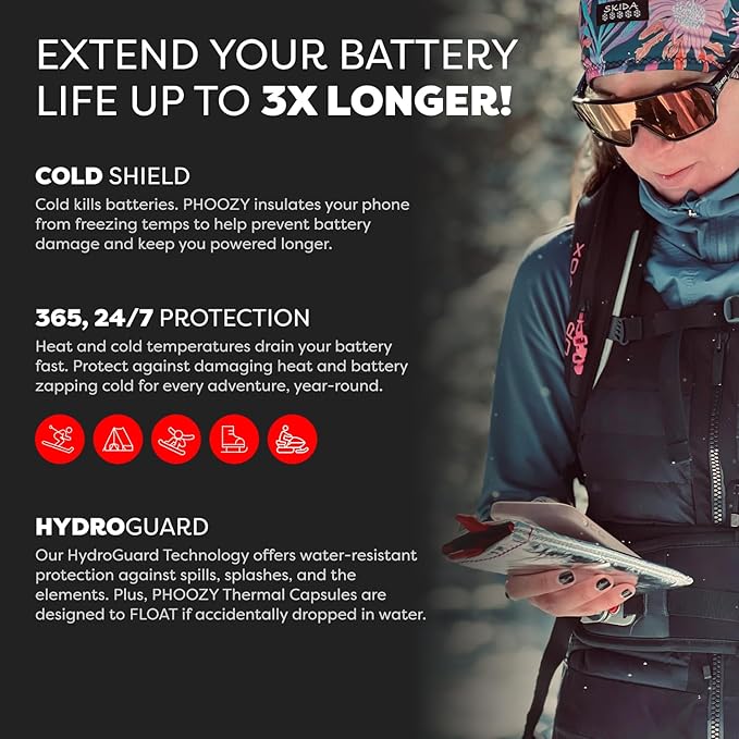 PHOOZY Apollo Thermal Phone Case | Insulated Phone Pouch Extends Battery Life 3X in Freezing Weather | Cold Resistant Drop Protection | Military Grade Water Resistant | Large | Space