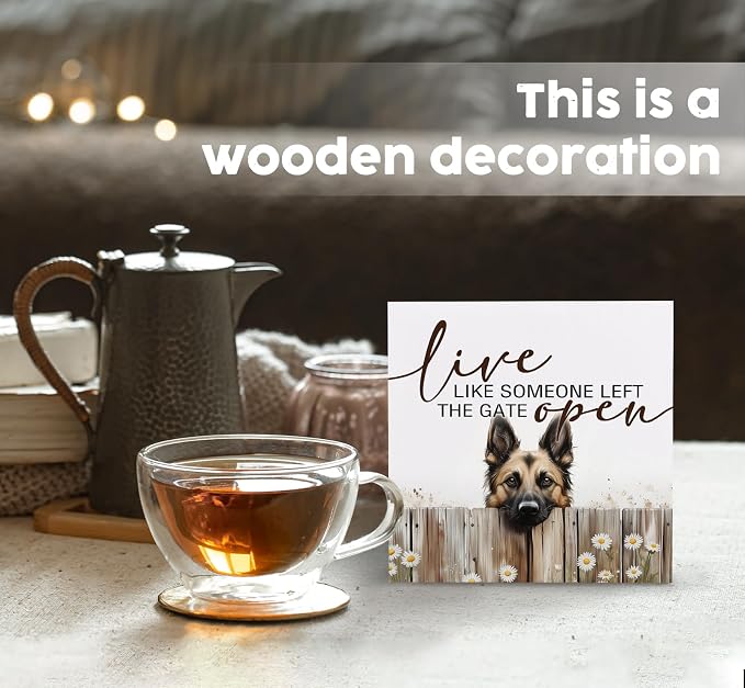 Live like Someone Left the Gate Open Belgian Malinois Wooden Signs,Farm Cottagecore Animal Office Kitchen Bedroom Decor,Rustic Farmhouse Home Decor Signs,Belgian Malinois Gifts for Women