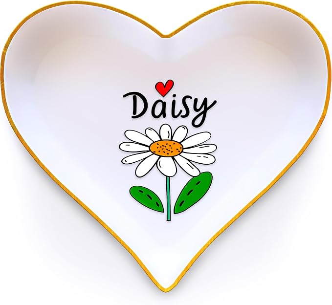Daisy Ring Holder Dish Tray, Gifts For Women Teens Girls, Daisy Lovers Themed Stuff Accessories Things Decor Merch, Home Room Ring Earrings Necklace Organizer Holder!