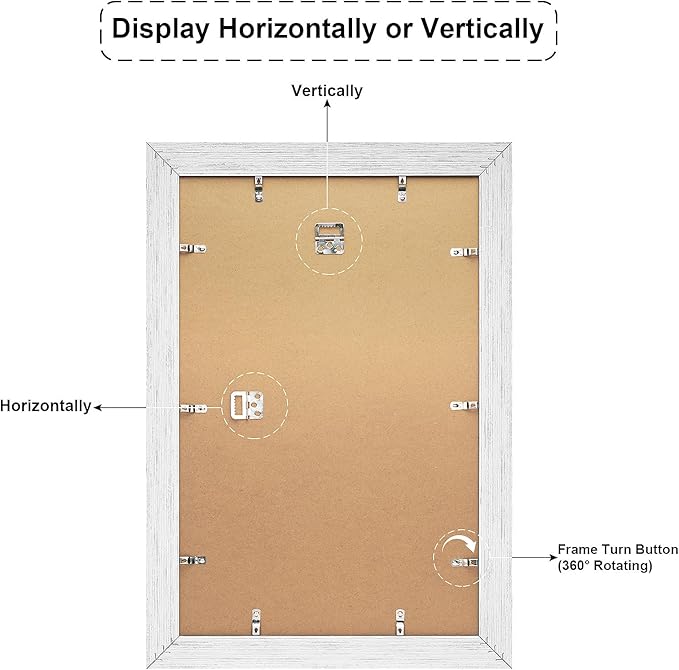 11x17 Picture Frame Display 2 opening 8X10 Double Picture Frame Collage,Multi Photo Frame with Mat,Plexiglass,Wall Mount Decor,Distressed White Wood Grain