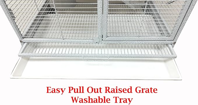 Deluxe Two Tiers Ferret Hammock Chinchilla Guinea Pig Rabbit Mouse Critter Rolling Cage Tight 1/2-inch Bar Spacing Durable Front Door Easy Clean Pull Out Grate Tray Water Bottle Food Bowl On Wheels