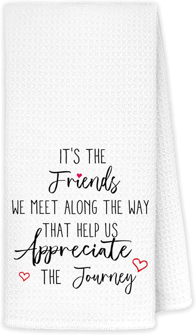 JINYO Friendship Kitchen Towels, Friendship Gifts for Women Hand Towels, Best Friend Bestie Gifts Dish Tea Towels for Kitchen, Long Distance Friendships Gifts, 16x24 Inch