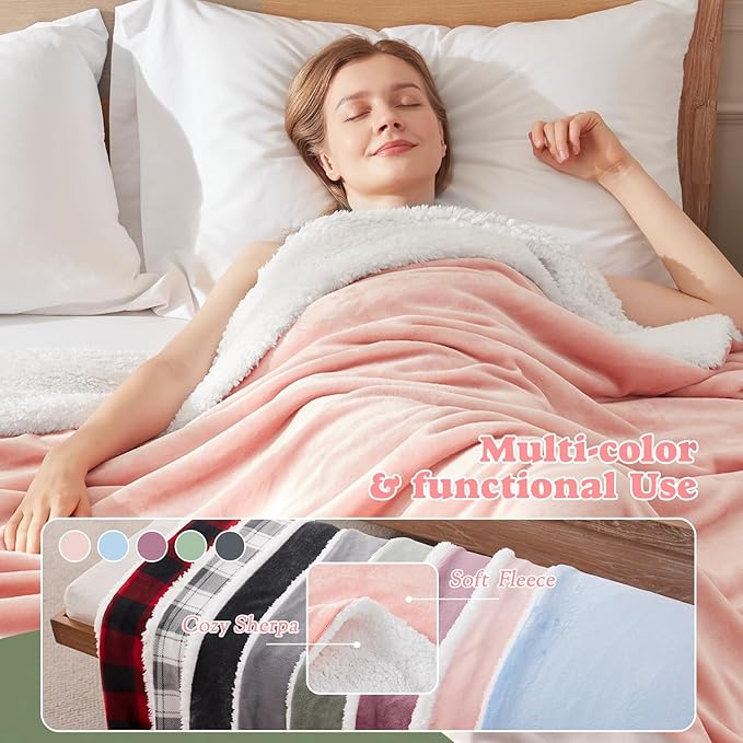 Cozy Heated Blanket Full Size - Fast Warming Electric Bed Blanket with 6 Heat Settings & 4 Hours Auto-Off, Ideal Gift for Her, 72"x84", Pinky