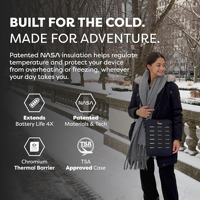 PHOOZY Insulated Thermal Sleeve for Laptops, iPads, MacBooks & Similar Sized Tablets or Laptops up to 11" - Patented NASA Thermal Technology Extends Battery Life in The Cold (Black CAMO)