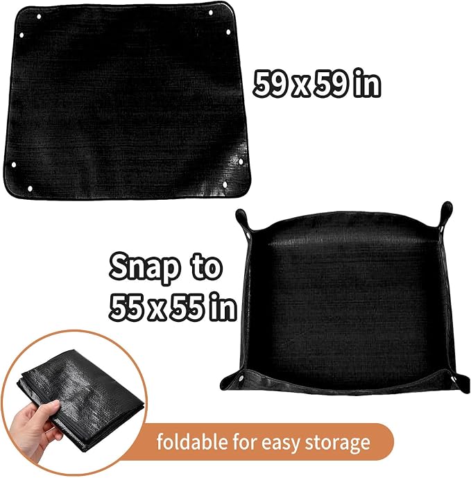Guinea Pig Cage Liner, 59"x59" Playpen Mat, Waterproof Washable Tarp, Black | 59 x 59 in black waterproof pet mat protects floors and works as a washable, reusable liner for cages and playpens.