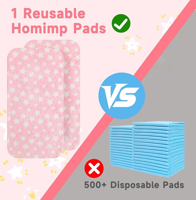 Homimp 2 Pack Guinea Pig Bed, Waterproof Reusable Small Animal Bed,Super Absorbent Pee Pad Mat for Rabbit Bunny Hamster Rat Hedgehog Chinchilla,Washable Fleece Cage Liners, Pink 24"x47"