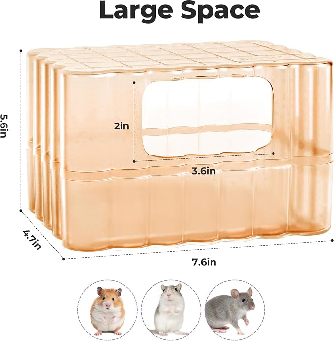mini&moe Hamster Sand Bath Container - Small Animal Bathroom Shower Room & Corner Digging Box Toilet with Cleaning Scoop Rat Dust Bath House for Guinea Pig, Hedgehog, Squirrel