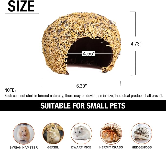 Hamster Hideout - Large, Natural Flowers, Handcrafted for Syrian Hamsters, Rats & Guinea Pigs, Safe & Eco-Friendly (Flower,Large)