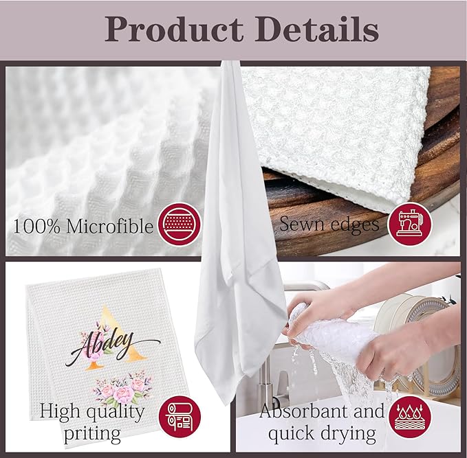 ubmpj Personalized Kitchen Towel Custom Waffle Weave Towel Gift for Housewarming Wedding Friend Birthday