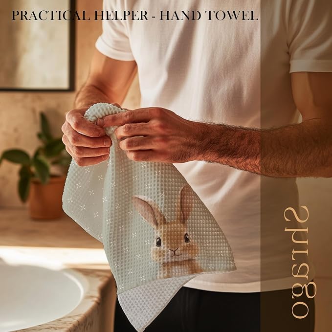 Cute Bunny Bathroom Hand Towels, Kids Bathroom Decor, Rabbit Lovers Gifts, Forest Bunny Nursery Decorative Hand Towels for Kids Bath Room Washroom Toilet, 16x24 Inch