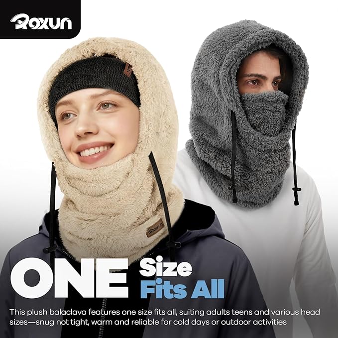 Ski Mask Fleece Balaclava, Windproof Face Mask Winter Warm Neck Cover Hat Hood for Men Women