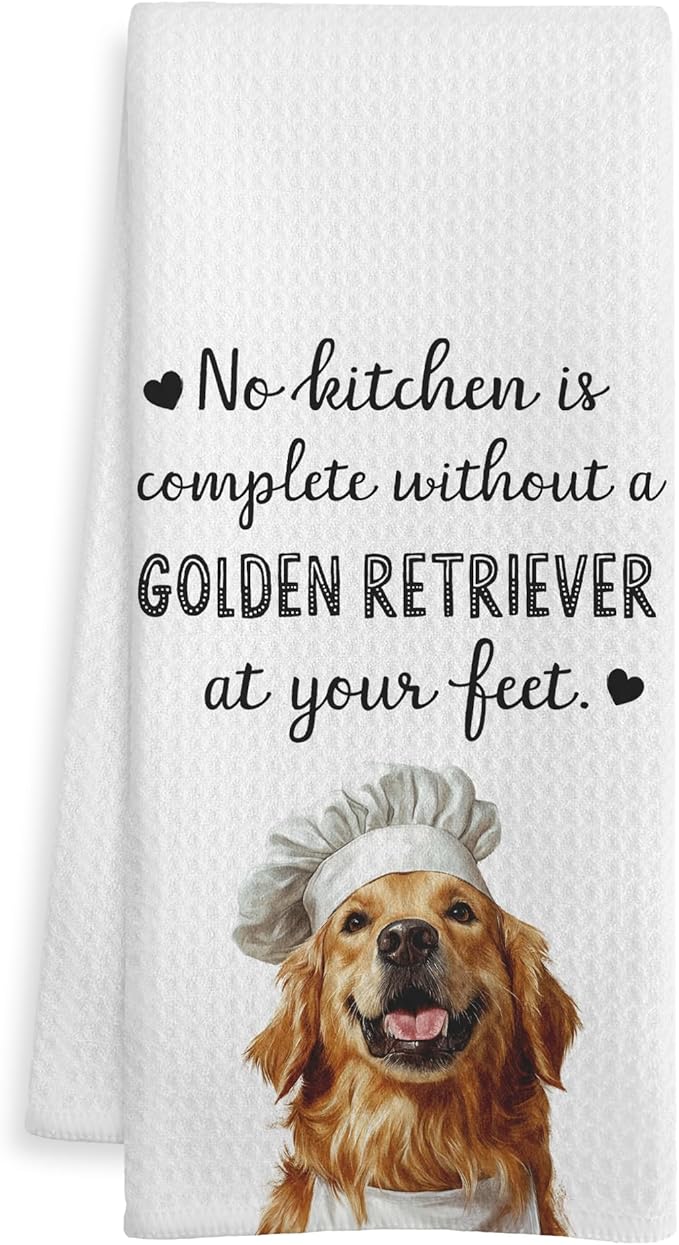 Golden Retriever Gifts Kitchen Towels, Gifts for Golden Retriever Lovers Dish Tea Towels for Kitchen, Dog Lovers Gifts Decorative Hand Towel, 16x24 Inch