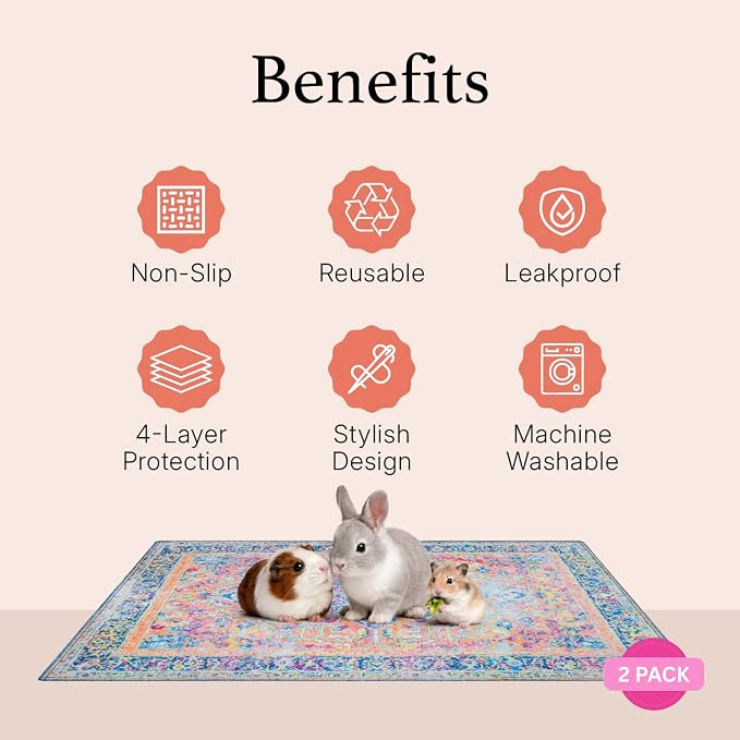 Lovewag Guinea Pig Liner, Hamster Bedding, Marmalade Sunshine, 28x41, 2 Pack