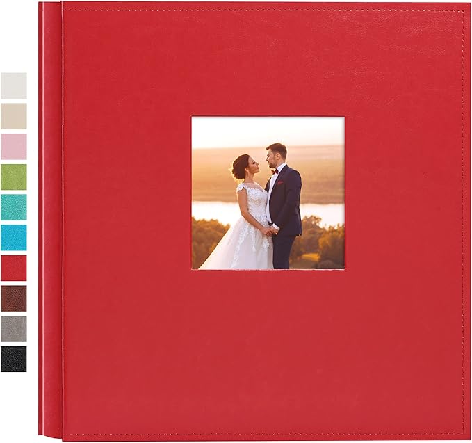potricher Photo Album 4x6 1000 Photos Leather Cover Large Capacity Picture Albums with 1000 Horizontal and Vertical Pockets for Family Wedding Anniversary and Baby (Red)