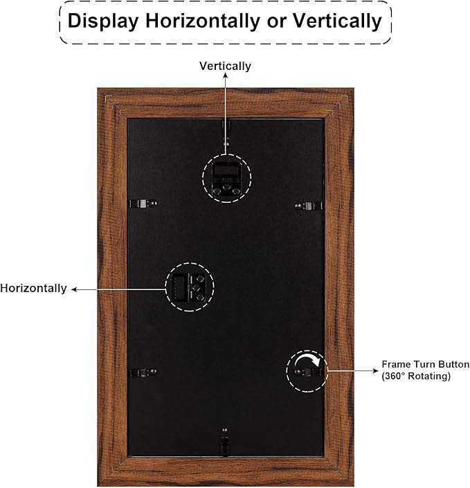 8x14 Picture Frame Display 3 opening 4X6 Picture Frame Collage,Multi Photo Frame with Mat,Plexiglass,Wall Hanging Decor,Carbonized Brown Wood Grain