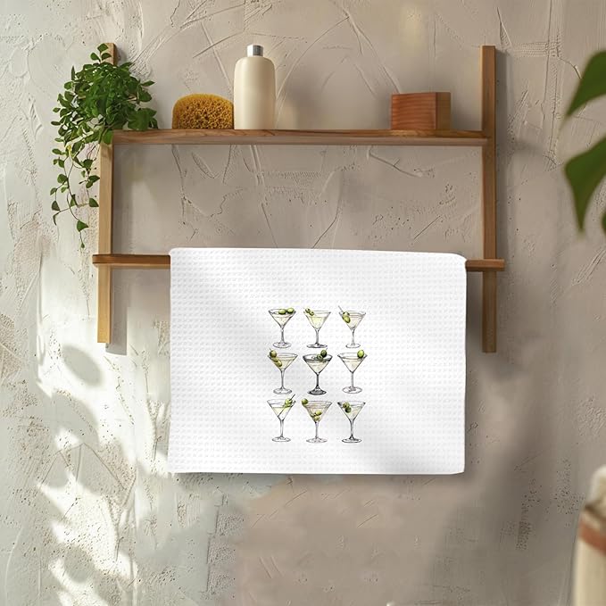 Martini Decor Kitchen Towels, DirtyMartini Hand Towels, DirtyMartini Glasses Dish Towel Tea Towel for Kitchen Home Bar Decorative, MartiniGifts for Martini Lovers Bar Kitchens Decor, 16x24In
