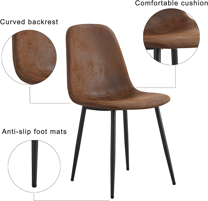 Round Dining Table Set for 4, Round Kitchen Table and Chairs Set for 4,Modern 42" Wood Dining Room Table Set & PU Leather Chairs for Small Space Kitchen Apartment Office