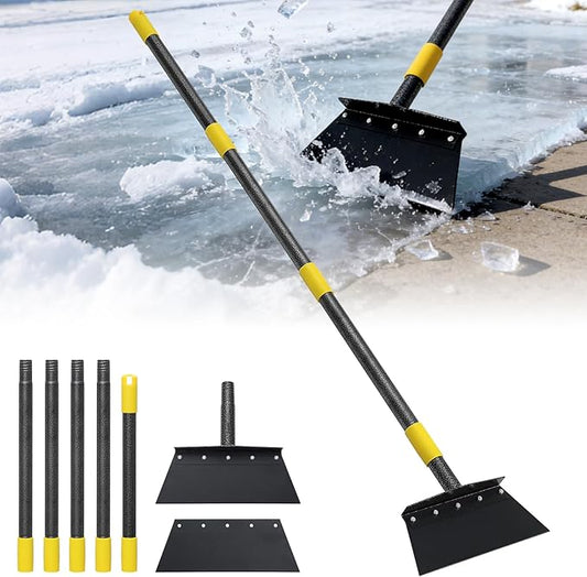 Ice Scraper, Snow Shovel, 2 Spades, 74" Detachable Garden Flat Shovel Scraper, Multifunctional Garden Cleaning Shovels,Heavy Duty Floor Scrapers for Weeding, Edging, Driveway Snow Ice Removal