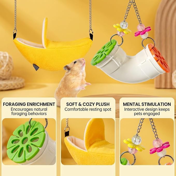 2PCS Rat Toys and Rat Cage Accessories, Rat Enrichment Toys for Mental Stimulation and Foraging Activities, Interactive Puzzle Toys for Rats, Mice and Parakeets