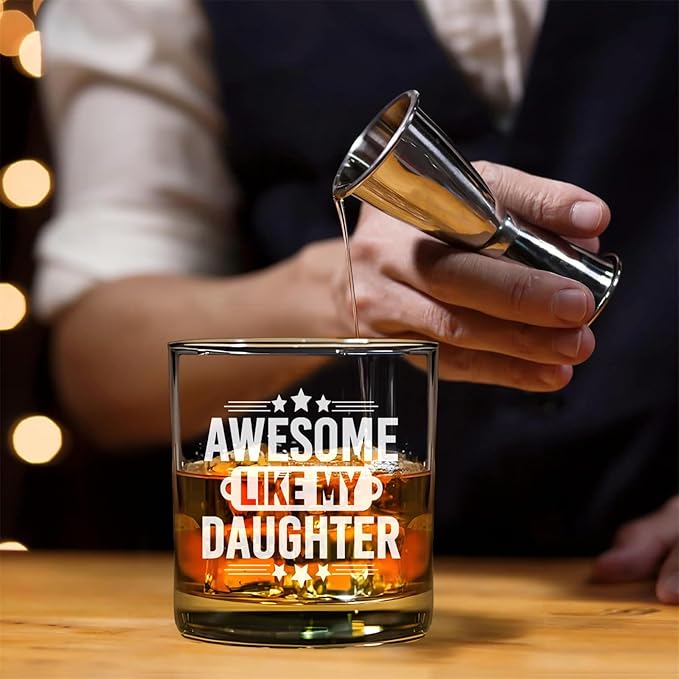 Dad Whisky Glass Birthday Gifts for Dads from Daughter Awesome Like My Daughter 11Oz Whisky Glass Christmas Fathers Day Present Idea for Dad Who Wants Nothing Drinking Wine Cup for Father